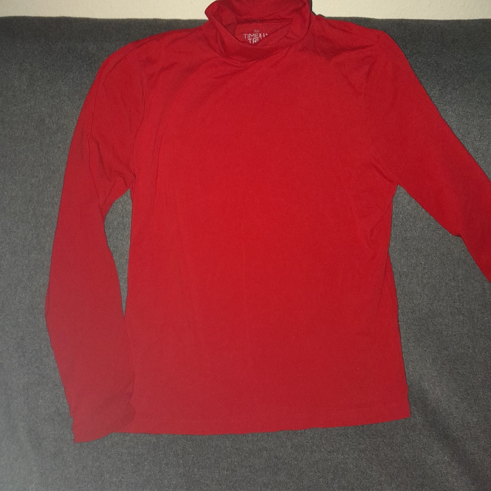 Time and Tru Vibrant Red Turtleneck Top